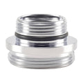 Silver faucet aerator adapter with stacked male threads, metal finish
