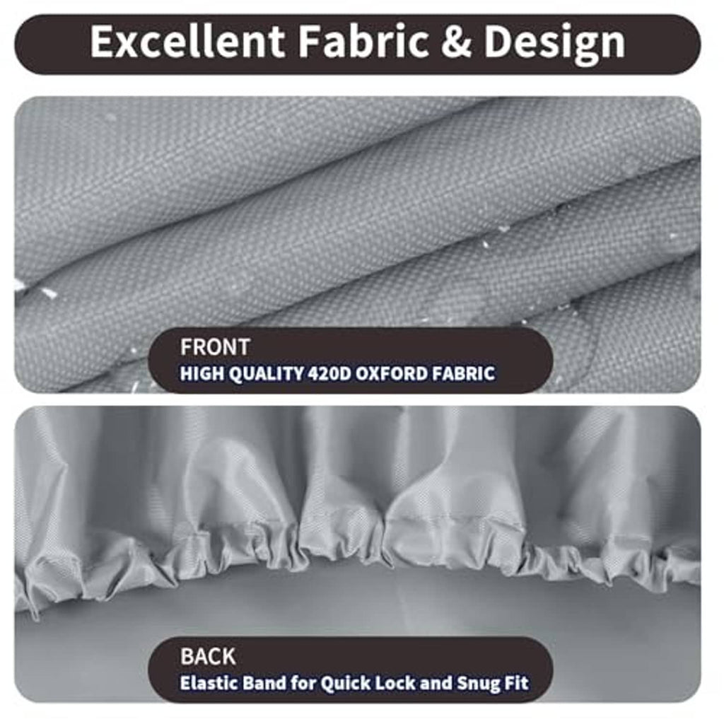 Gray 420D Oxford fabric tire covers with elastic band along the bottom edge