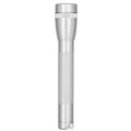 Silver MagLite Mini AAA incandescent flashlight with knurled grip and lanyard loop