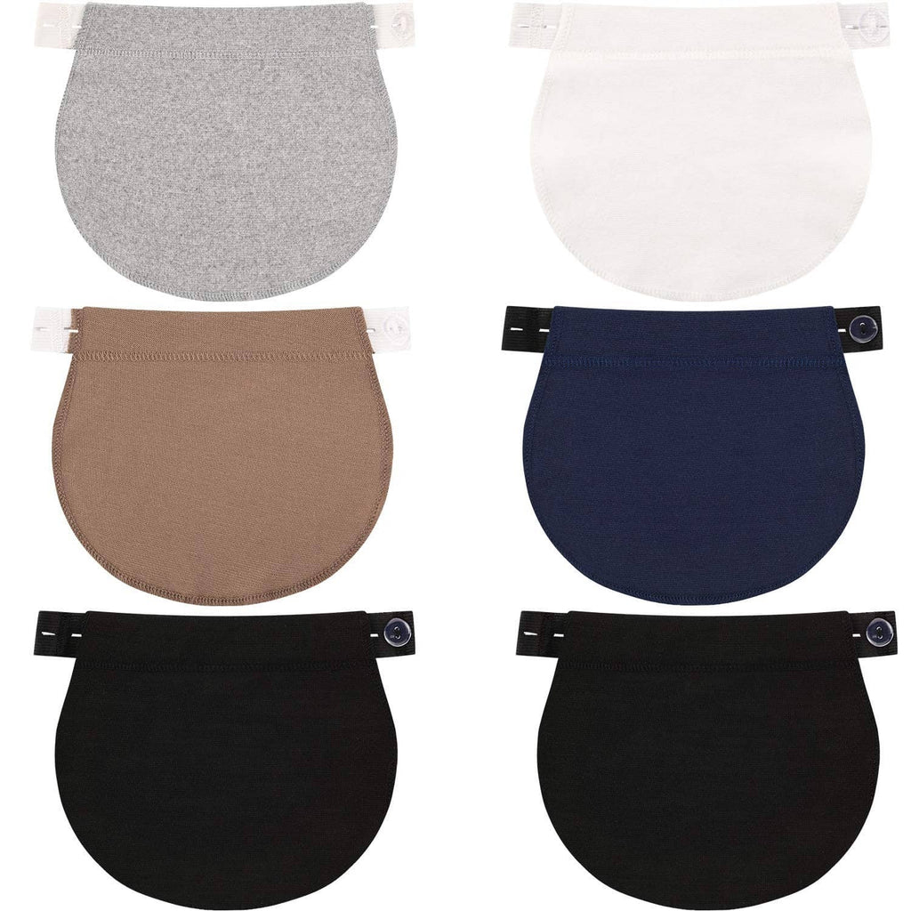 Maternity pants waist extender set, knit fabric in gray, white, brown, navy, and black