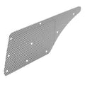 Steel hood side screen mesh panel with rounded corners and perforations