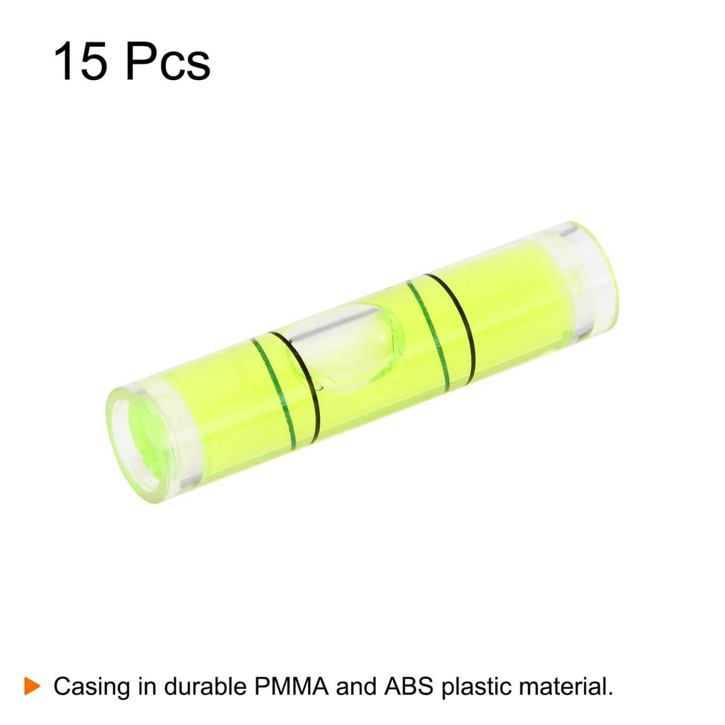 HARFINGTON cylindrical bubble level vials, neon yellow liquid in clear plastic casing