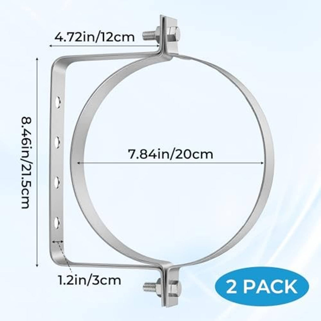 Stainless steel split-ring pipe hanger clamp with U-bracket and threaded screws