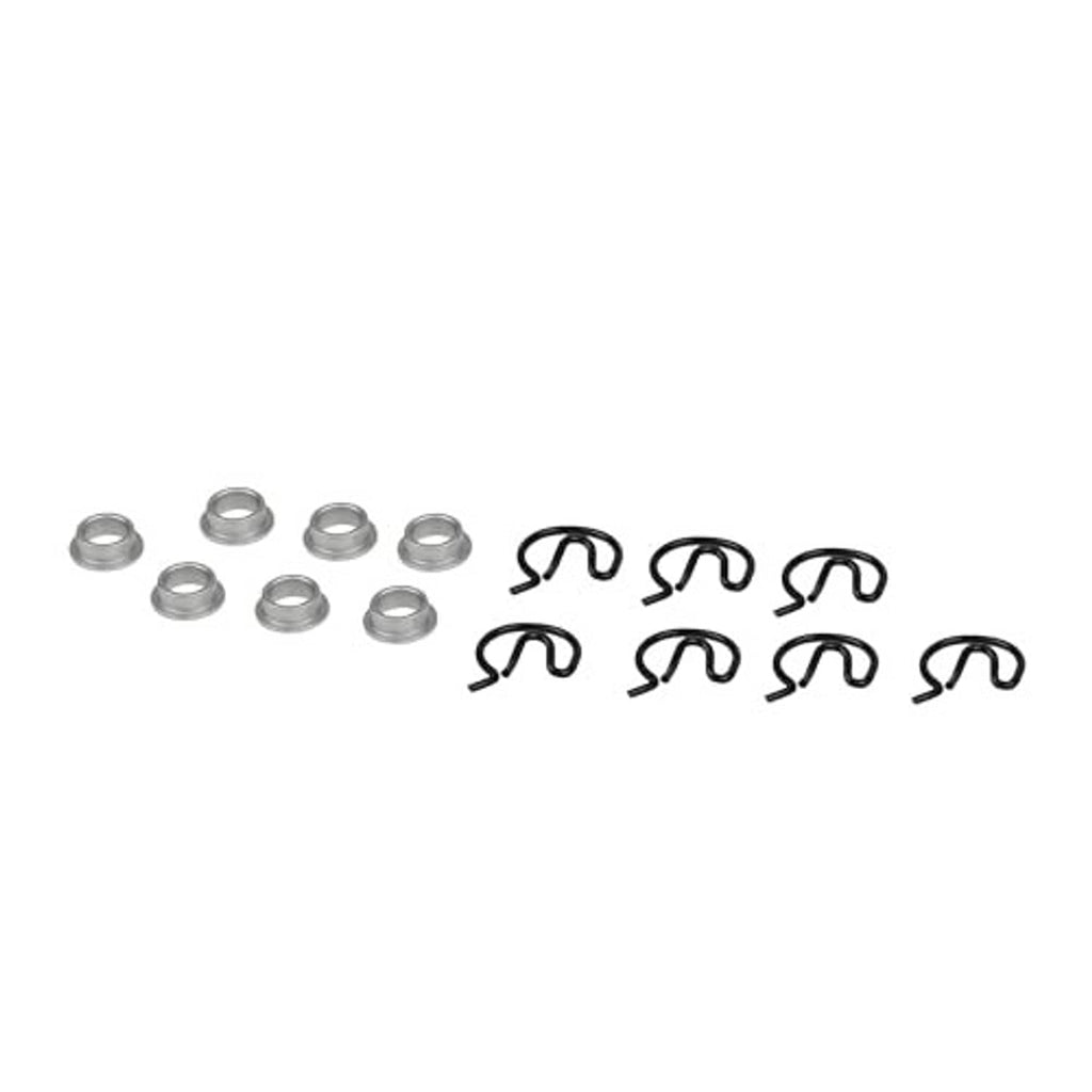 Manual shifter bushing kit: small set of steel sleeves and black spring clips