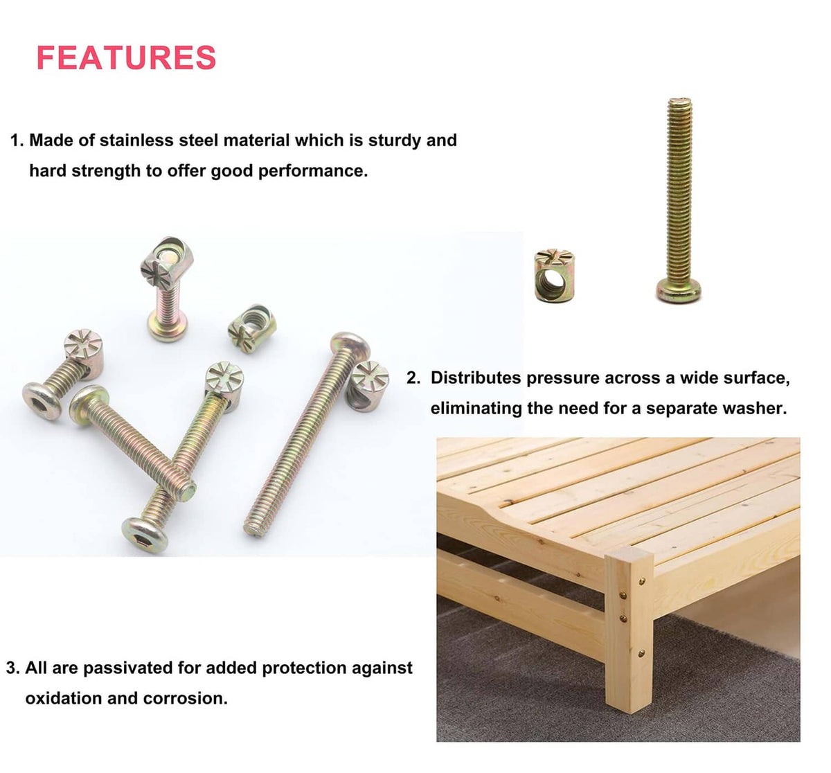 M6 bolts and nuts assortment kit with mixed hex nuts and threaded bolts
