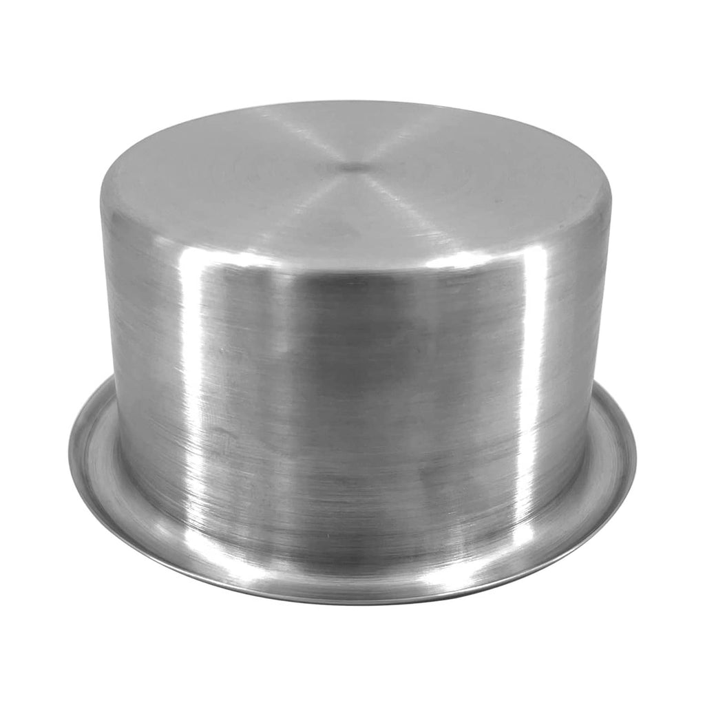 Stainless steel drop-in anti-spill cup with flared base rim
