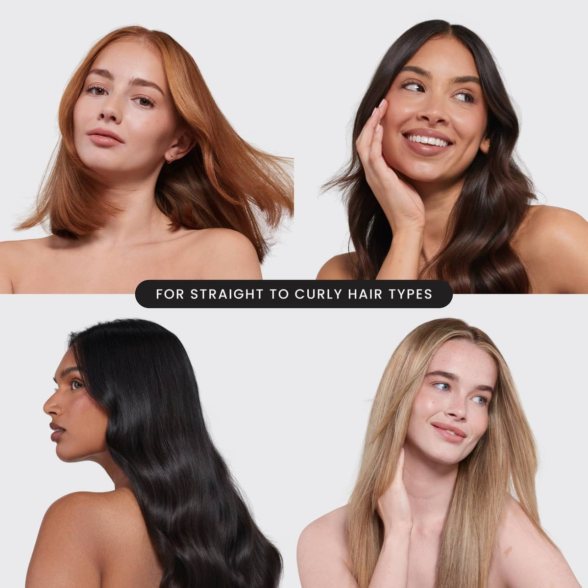 Four hair panels for straight-to-curly hair types