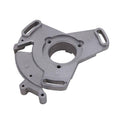 Aluminum stator timing plate with circular mounting bore, gray metal, bolt holes