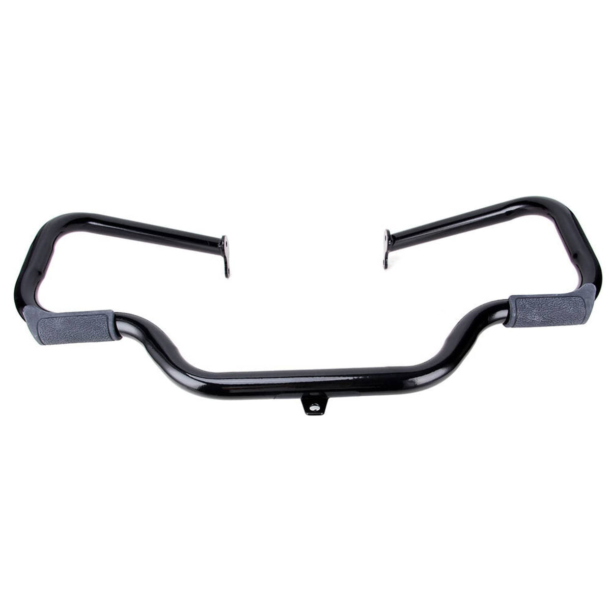 Black engine crash guard bar with curved guard sections and gray foam/rubber pads