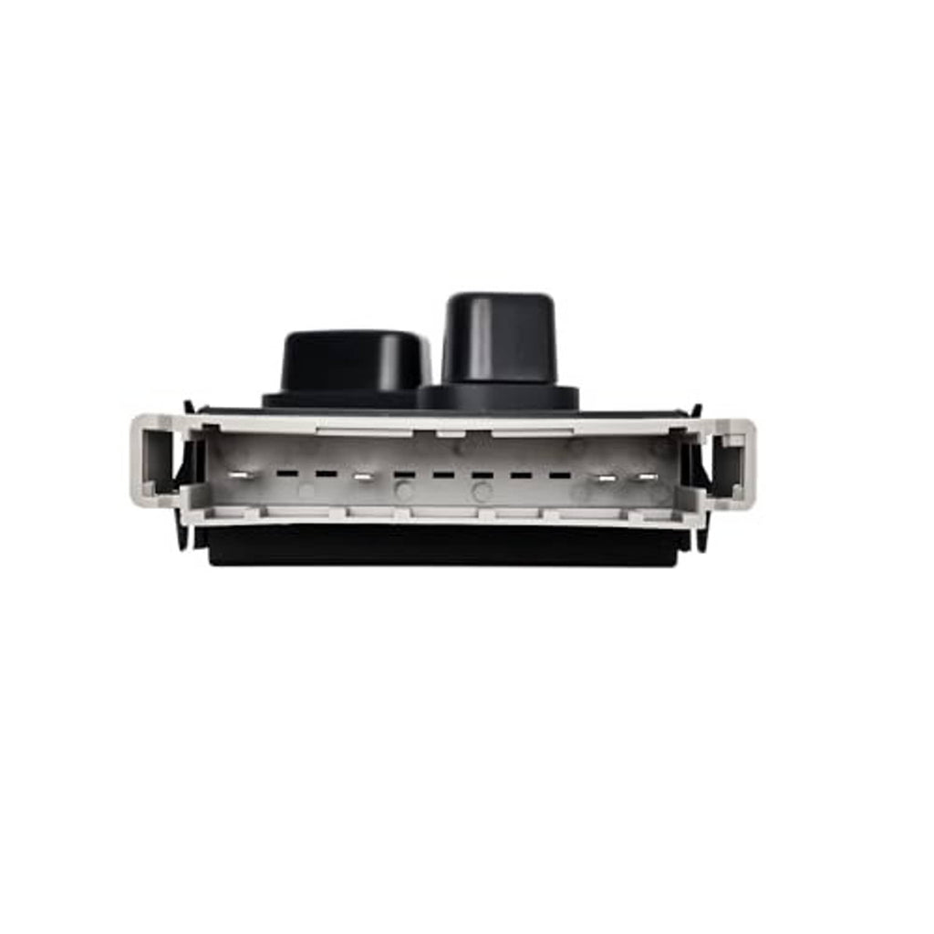 Power seat switch module underside view with black housing and silver connector area