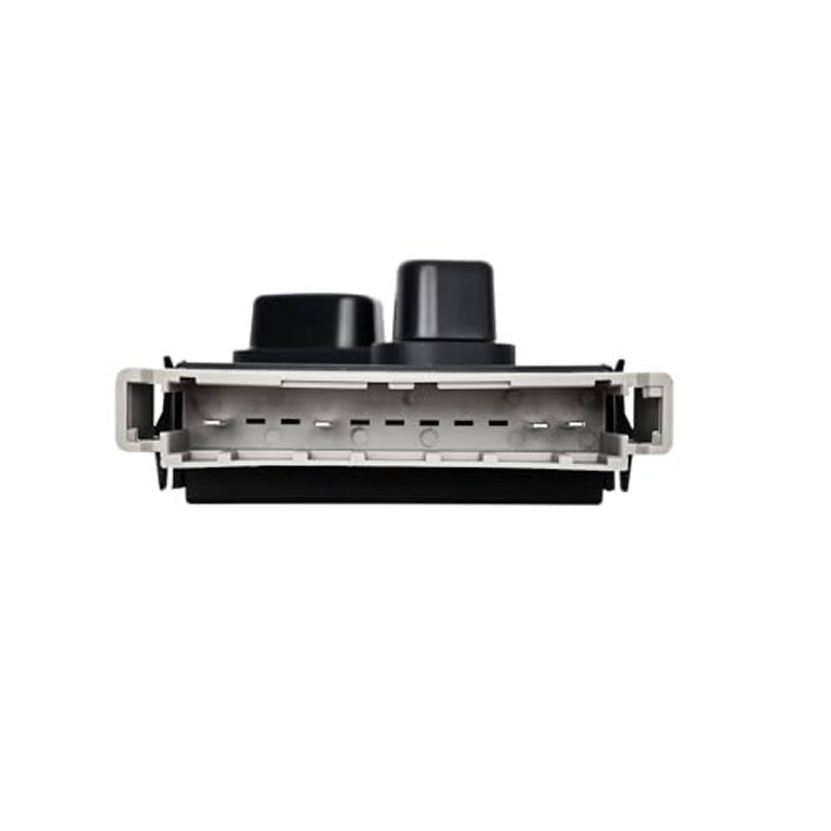 Power seat switch module underside view with black housing and silver connector area
