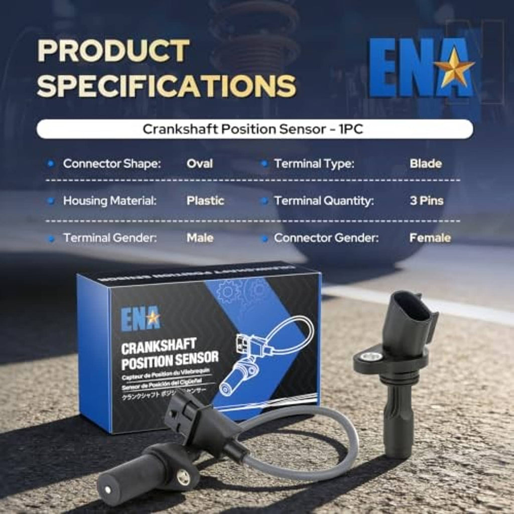 Crankshaft position sensor kit with black sensor, 3-pin connector, and wiring pigtail