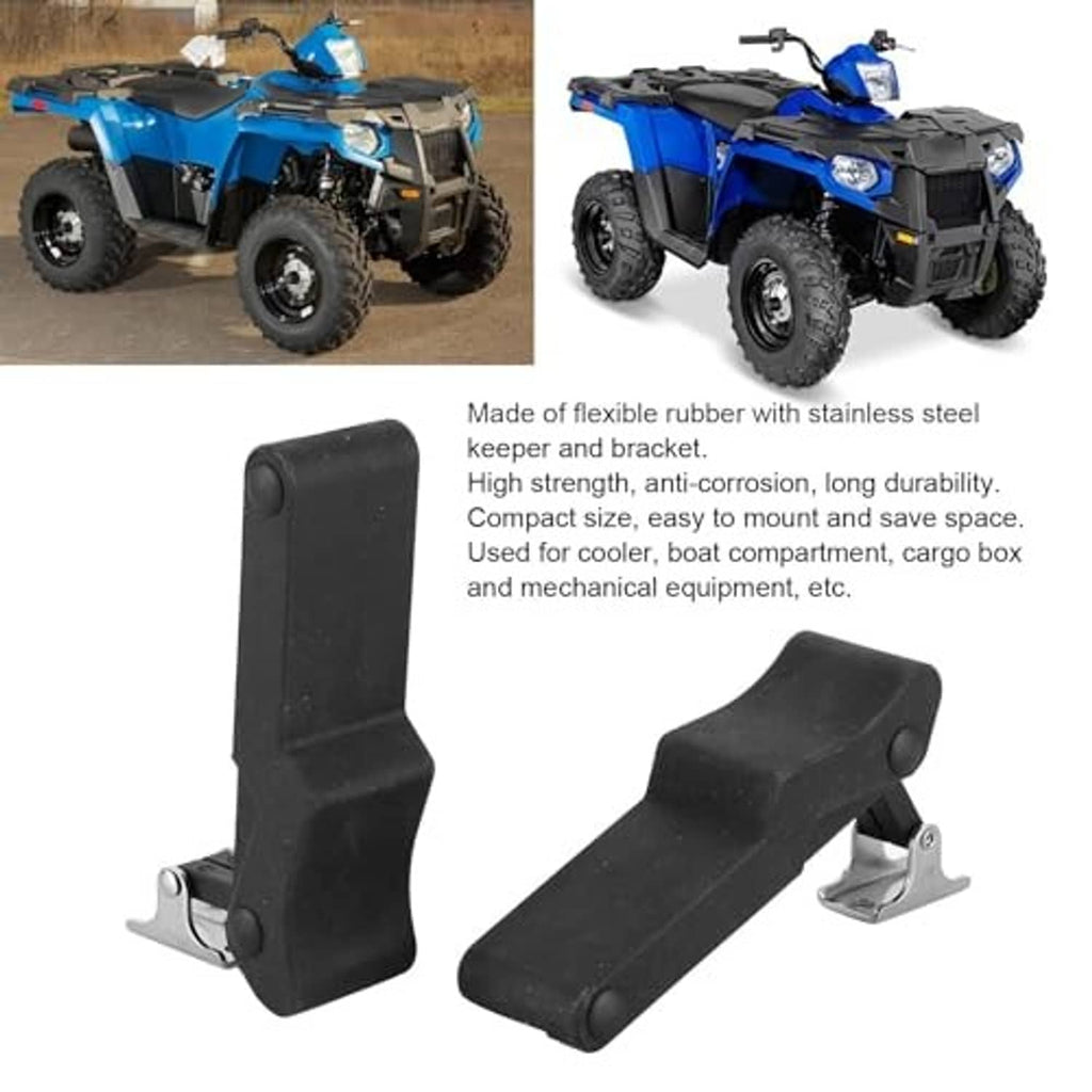 Black rubber latch set with stainless steel keeper and bracket parts