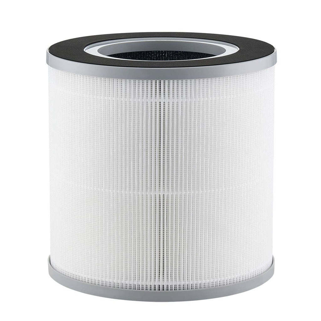 Cylindrical replacement air filter cartridge with dark top opening and white pleated media