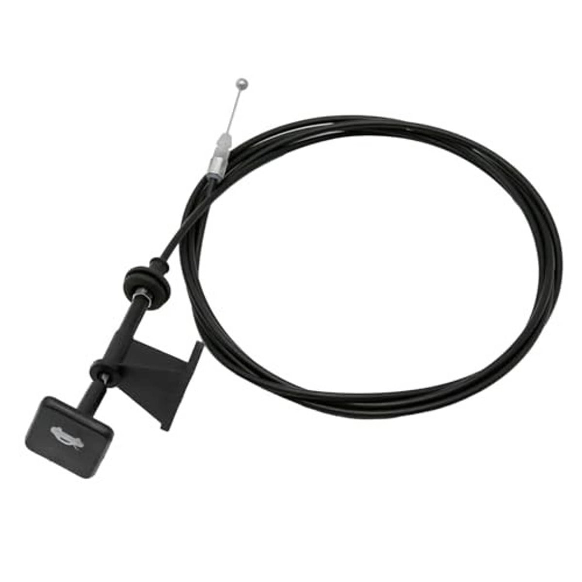 Front hood latch release wire cable with black mounting parts and long black wire
