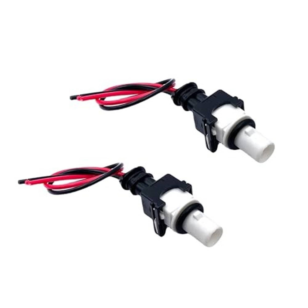 Two side marker socket connectors with black housings and red/black wire pigtails