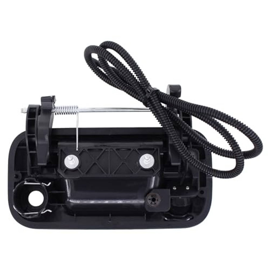 Tailgate backup camera handle showing internal frame and wiring connectors