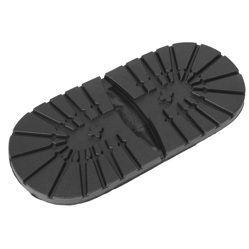 Black boot heel replacement pad with starburst tread grooves for grip