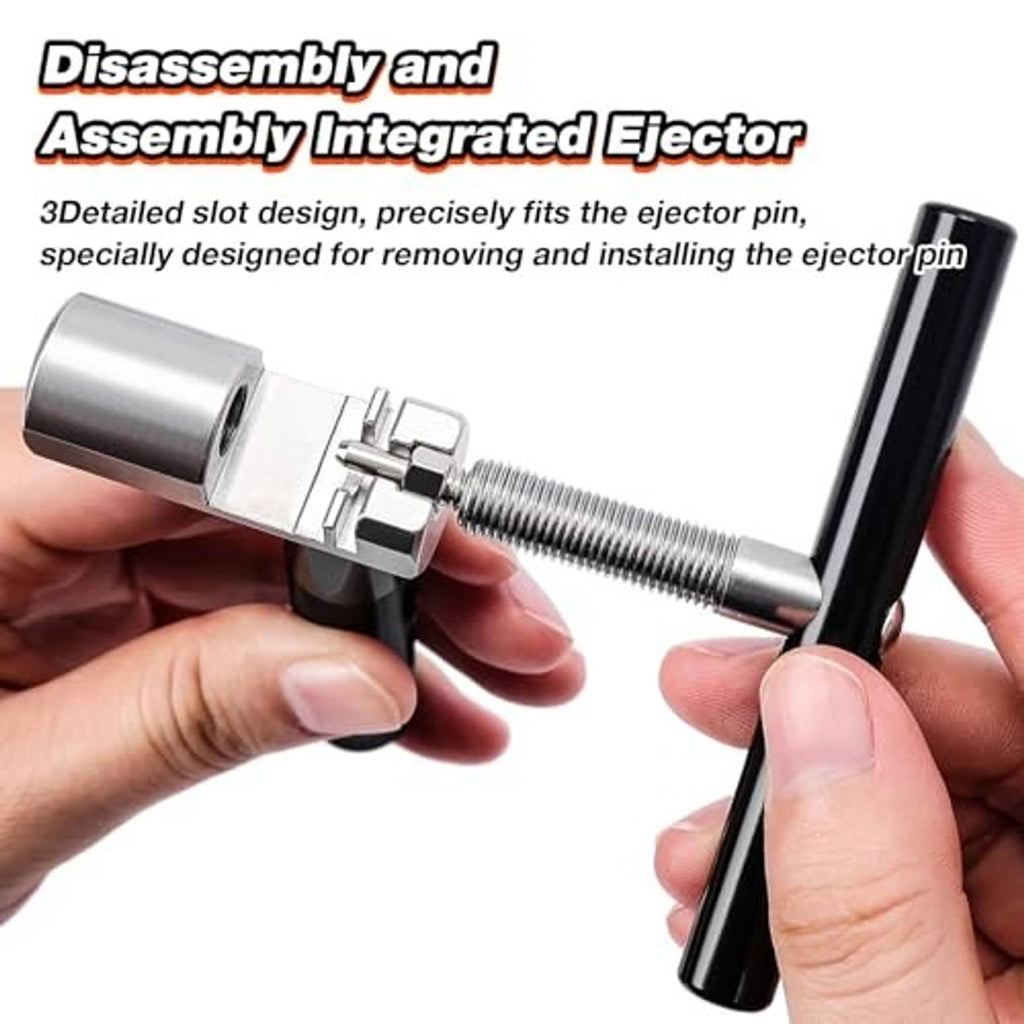 Bike chain breaker tool showing detachable ejector pin mechanism