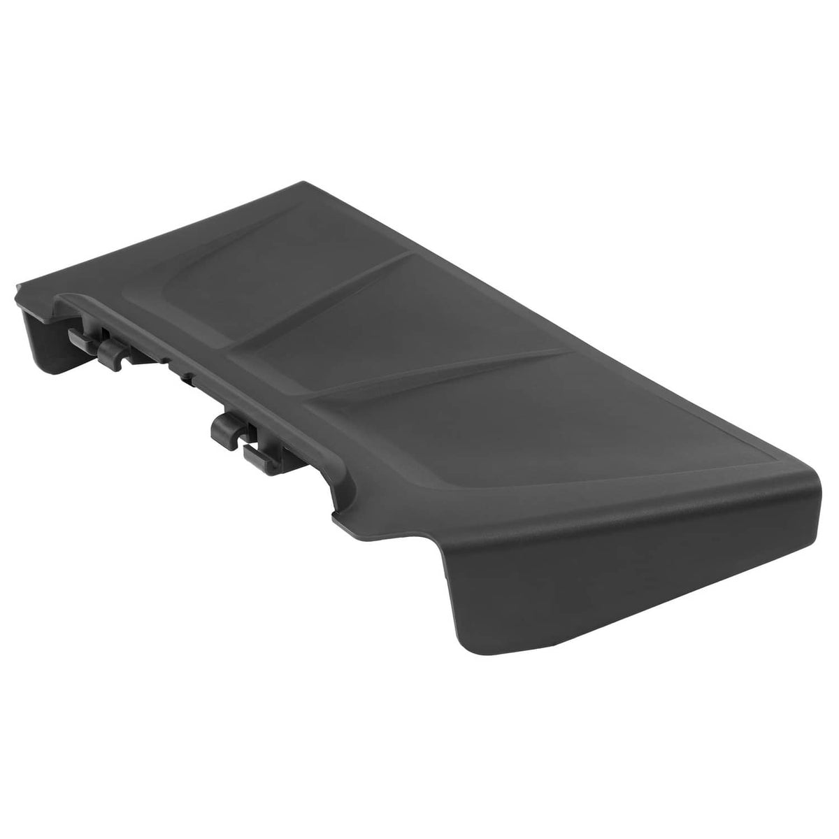 Black discharge chute with molded contours and side attachment points