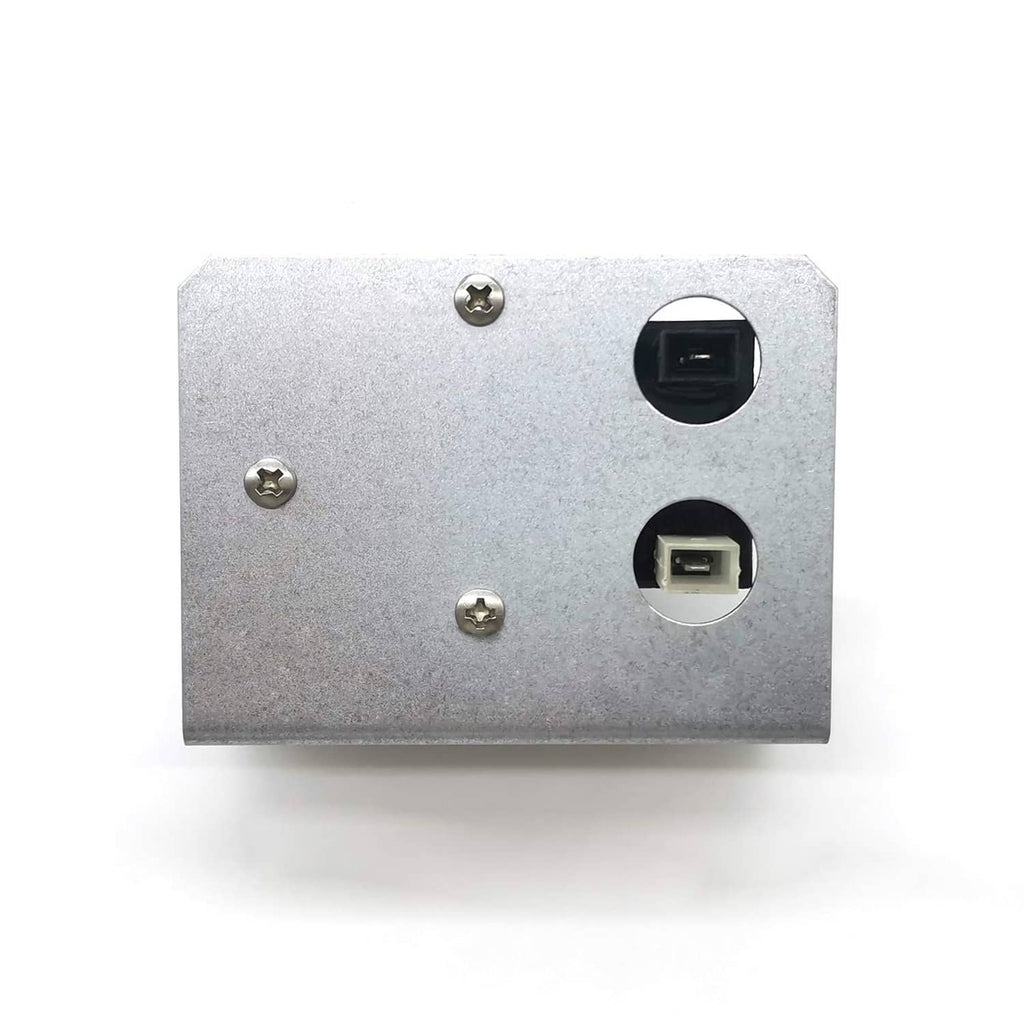 Igniter control module with metal mounting plate and two electrical connectors