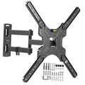 Corner full-motion TV wall mount bracket with adjustable arms and included hardware