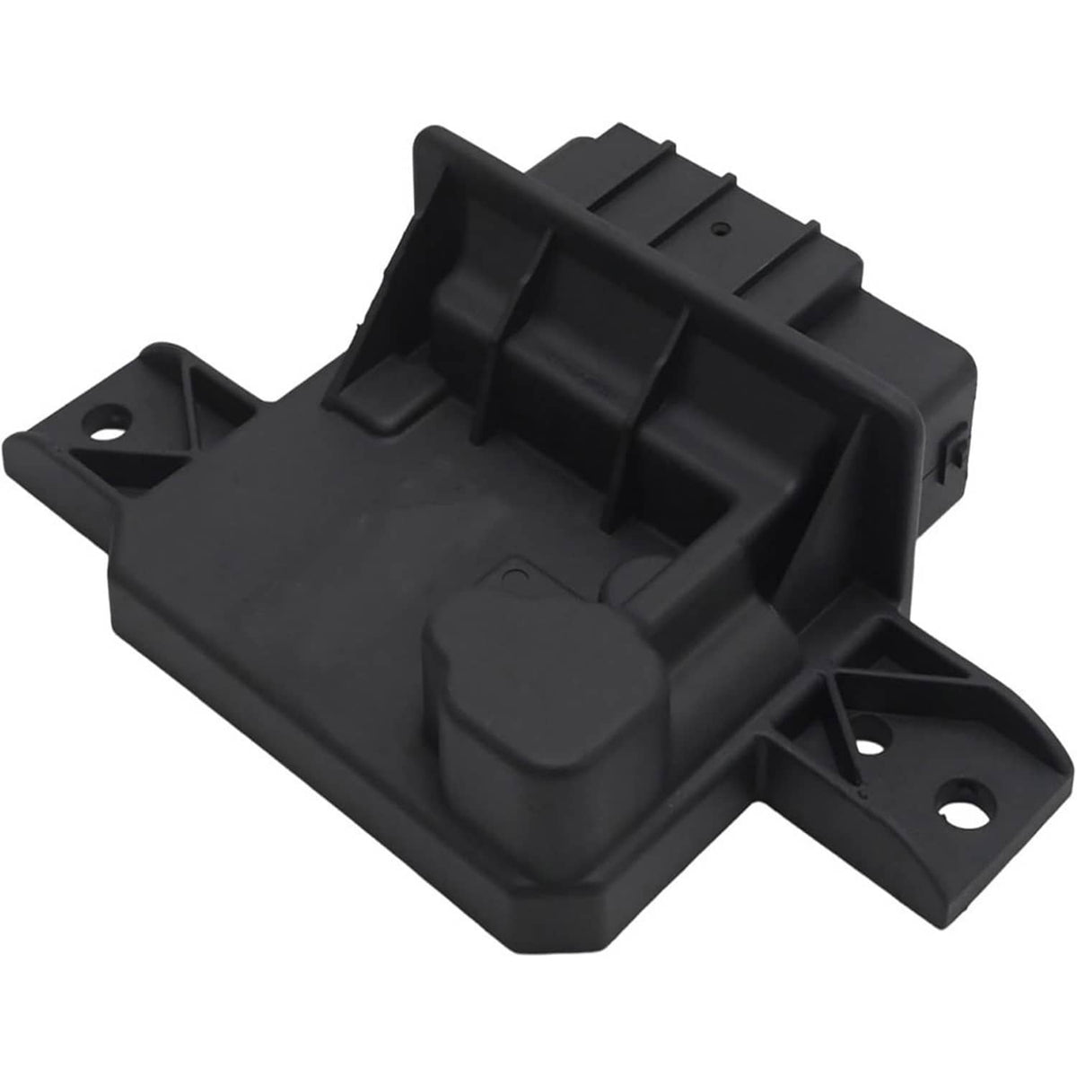 Black fuel pump power control module close-up with mounting bracket