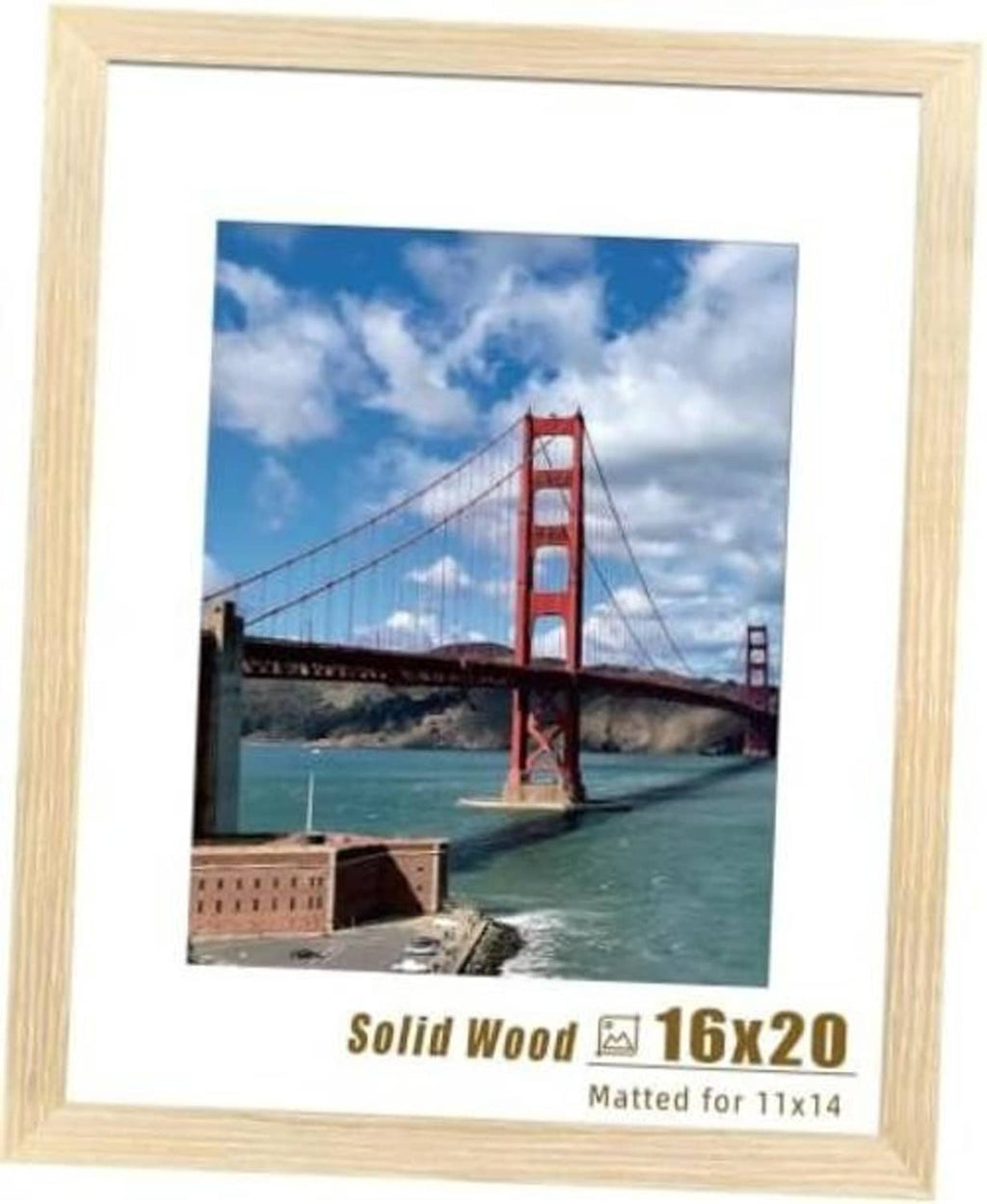 Natural solid wood picture frame, 16x20 size with mat for 11x14 photo