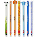 Set of 7 cute erasable gel pens with animal designs, assorted colors