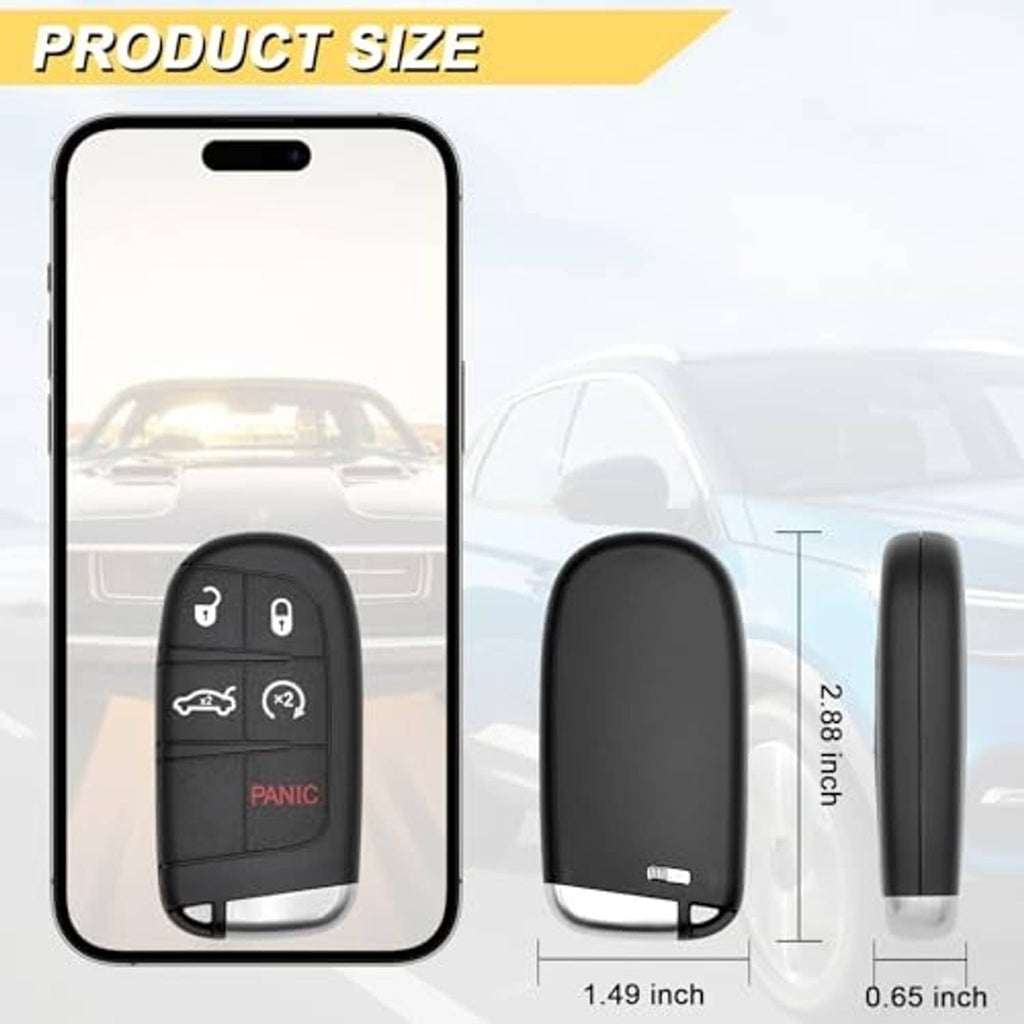 Key fob replacement with size diagram and front view plus dimension labels