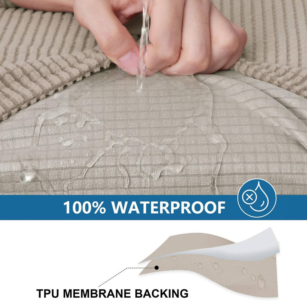Taupe waterproof couch cushion cover fabric with water-splash protection