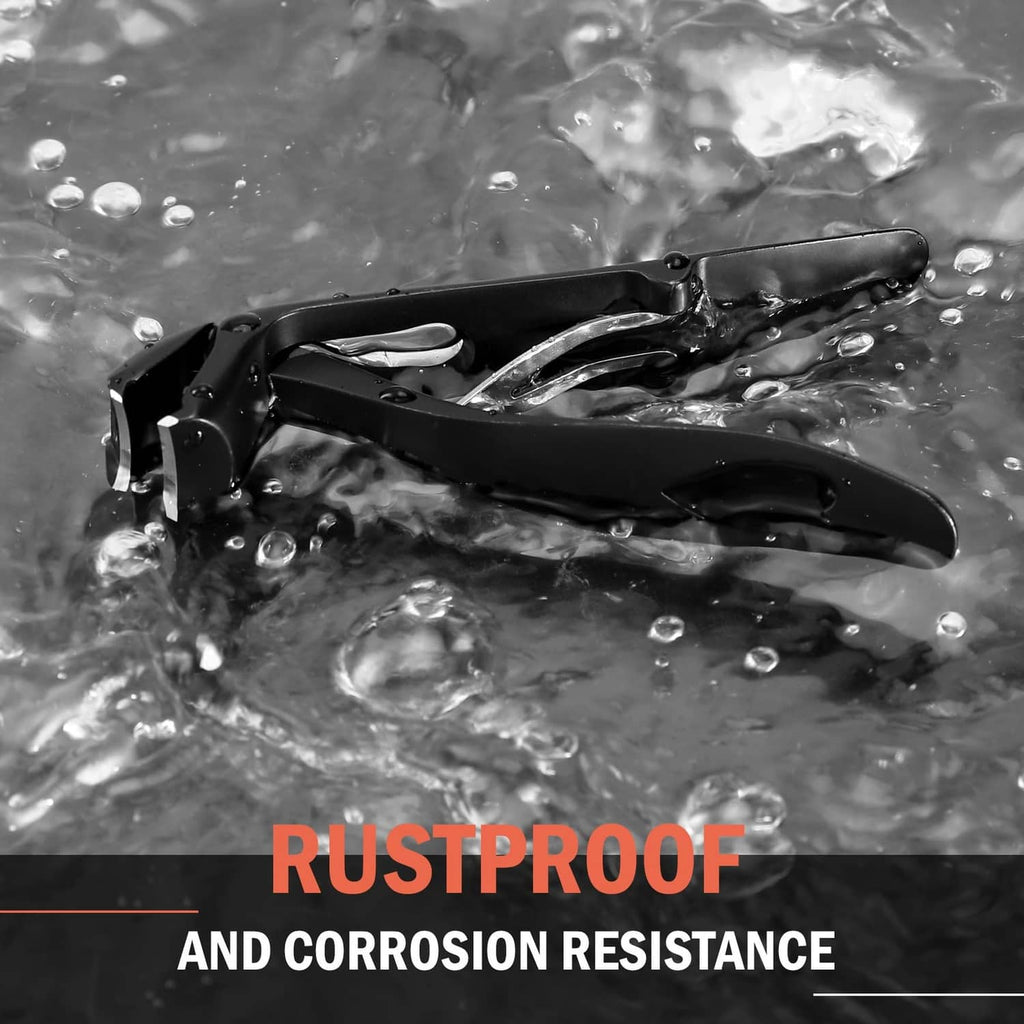 Black angled toenail clipper in water, rustproof corrosion-resistant design