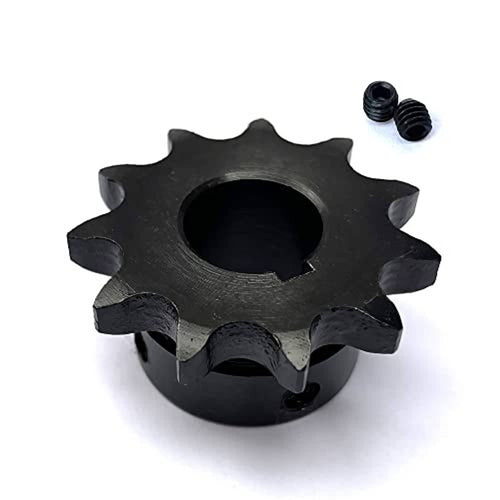 Black #40 roller chain sprocket with 11 teeth, visible center bore opening