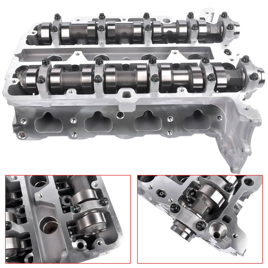 Engine cylinder head with camshaft assembly, silver metal