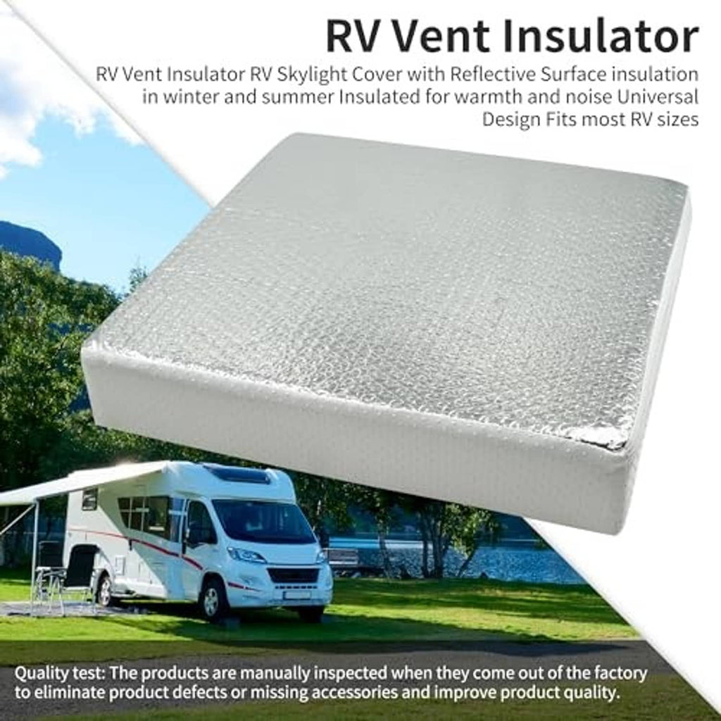 RV vent insulator foam pad with textured silver reflective top for skylight vent