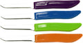 Paring knife set of four with purple, blue, green, and orange grips