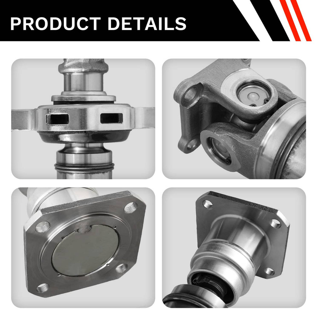 Rear driveshaft prop drive shaft detail views of flange, bearing, and U-joint