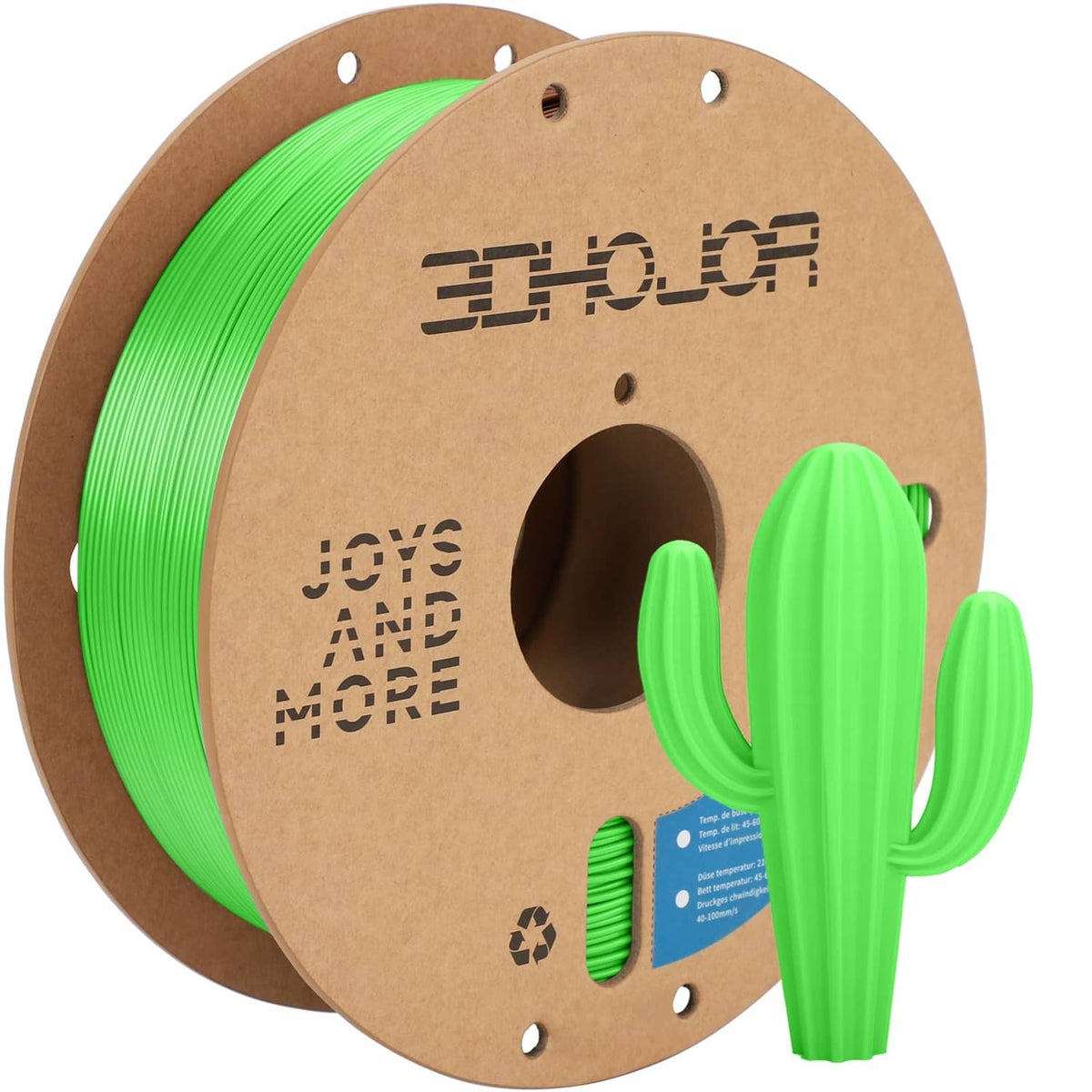 Green 3D printing filament spool with coiled PLA Pro filament, 1 kg