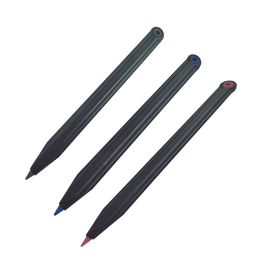 Replacement stylus set of three dark-gray pens with colored tip accent rings