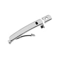 Chrome exterior door handle with black keyless switch and metal mounting bracket
