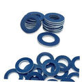 Oil drain plug gasket washers, blue crush-ring style with metal center holes