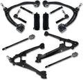 Front suspension control arm kit with black control arms, ball joints, and hardware