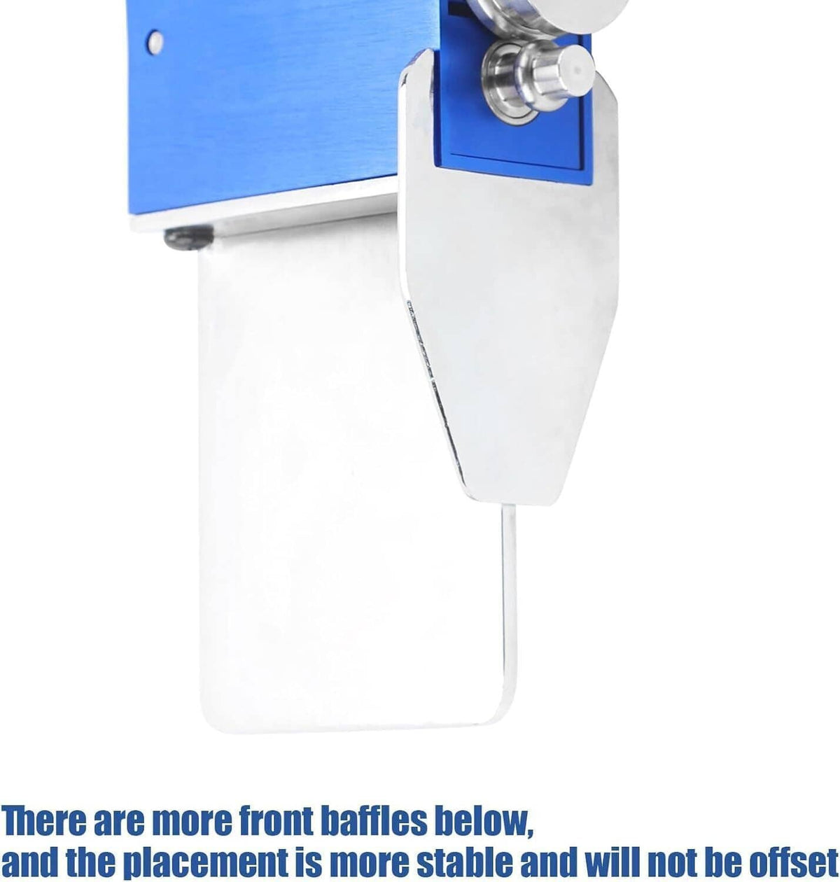 Tube pipe beader tool front close-up with roller wheel and white protective chute