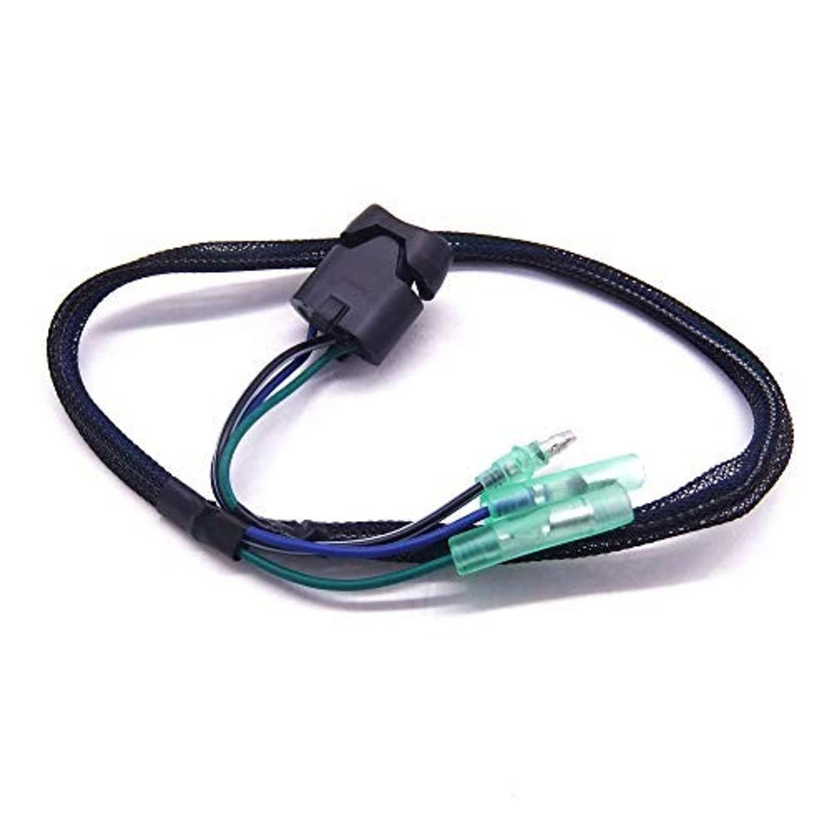 Boat power trim tilt switch connector with black housing and green terminal plugs