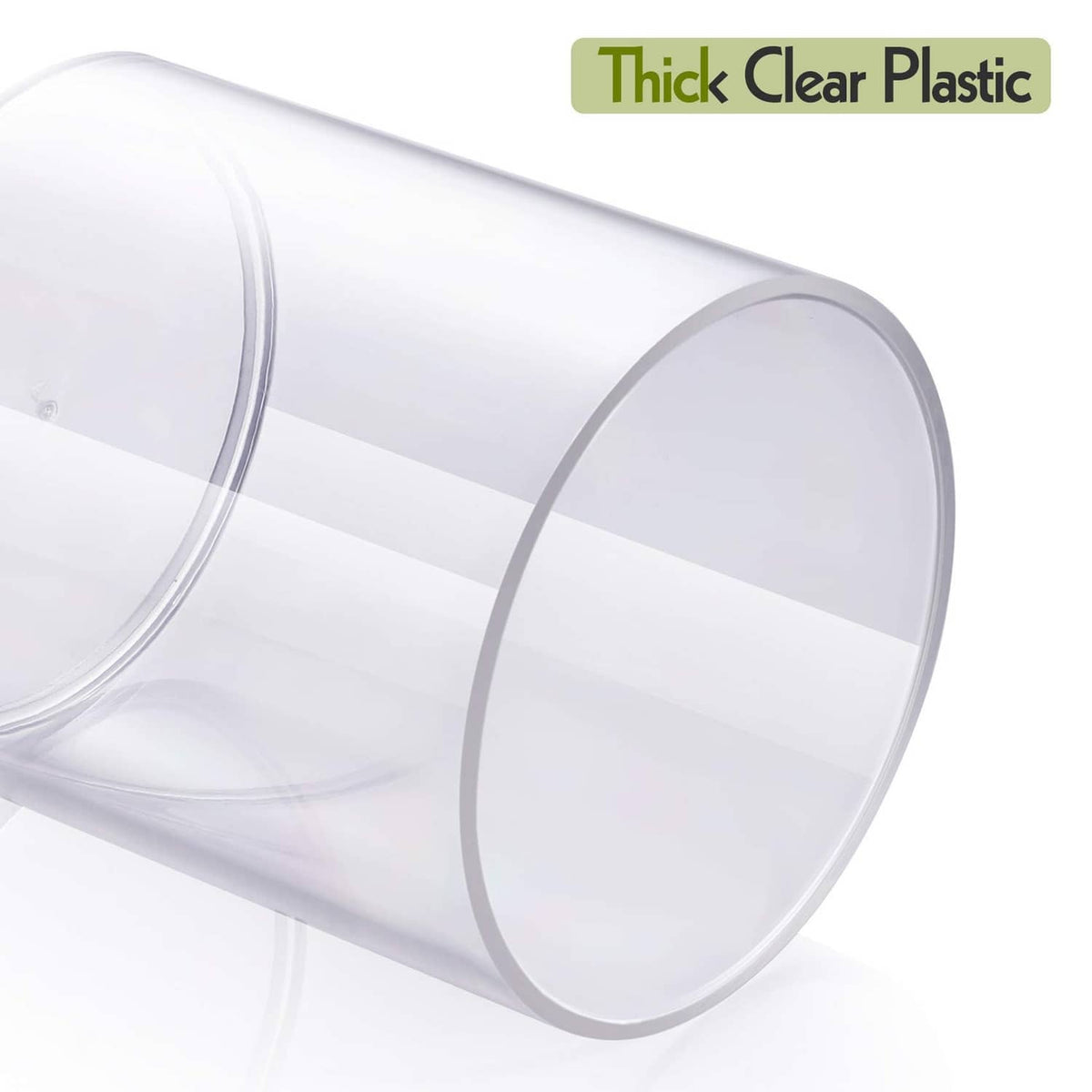 Thick clear acrylic cylinder container with rounded base for cotton swab storage