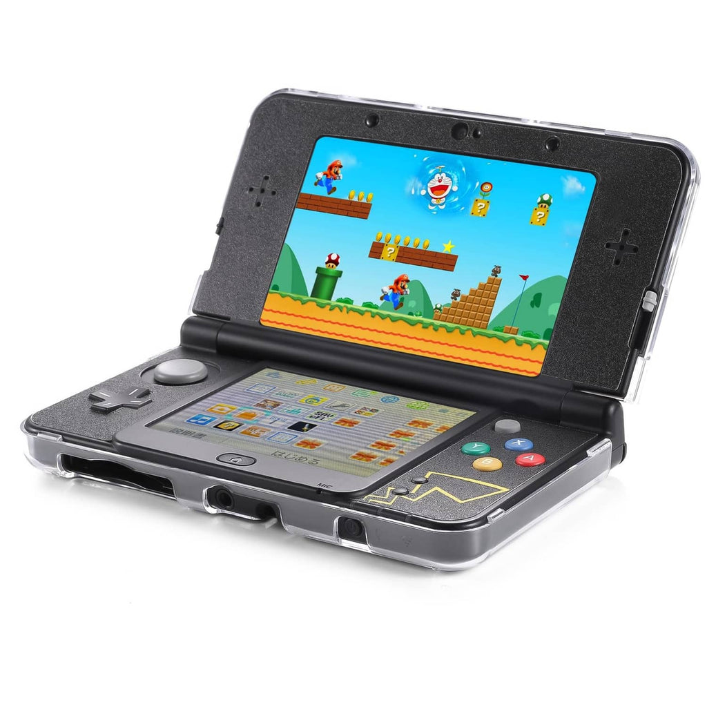 VSEER 3DS hard shell case opened, with clear front cover and dark back shell