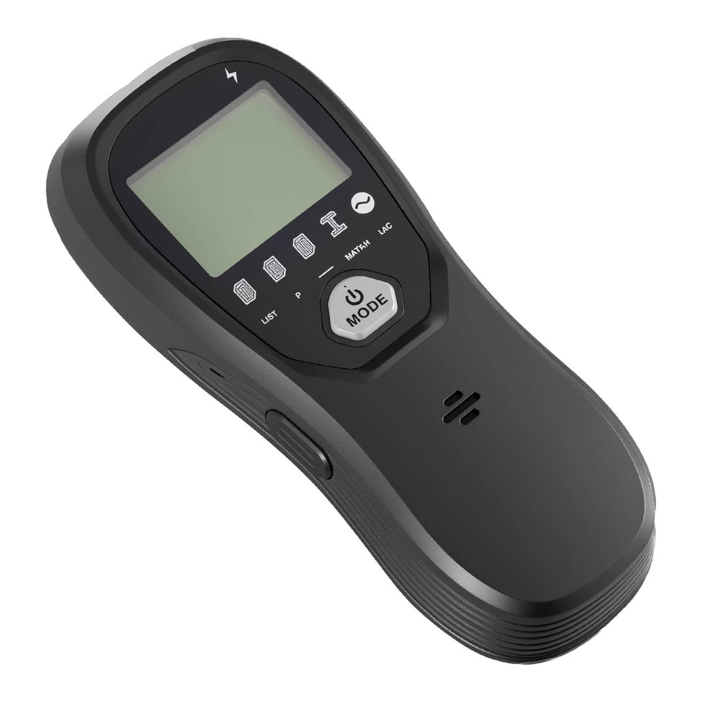 Handheld electronic wall scanner with dark LCD screen and control buttons