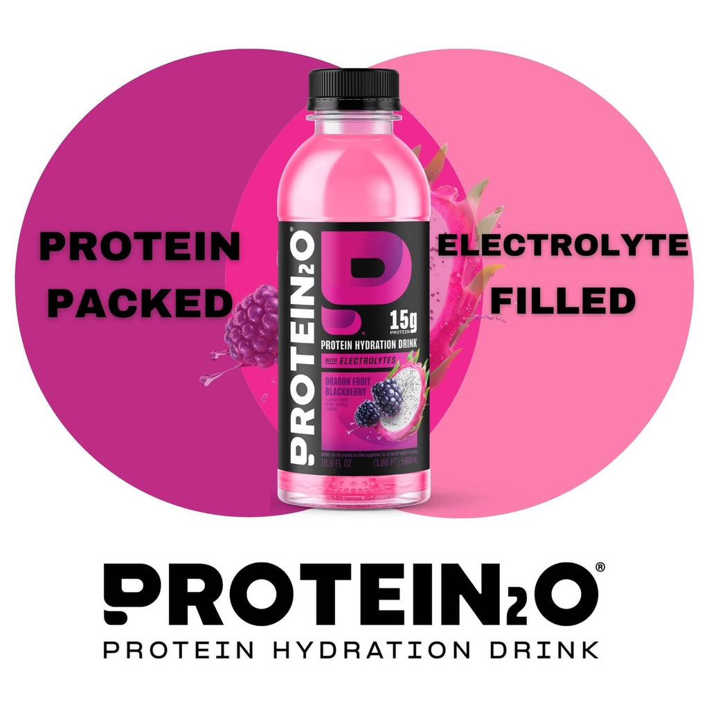 Protein hydration drink bottle with electrolyte-filled graphic, 15g protein