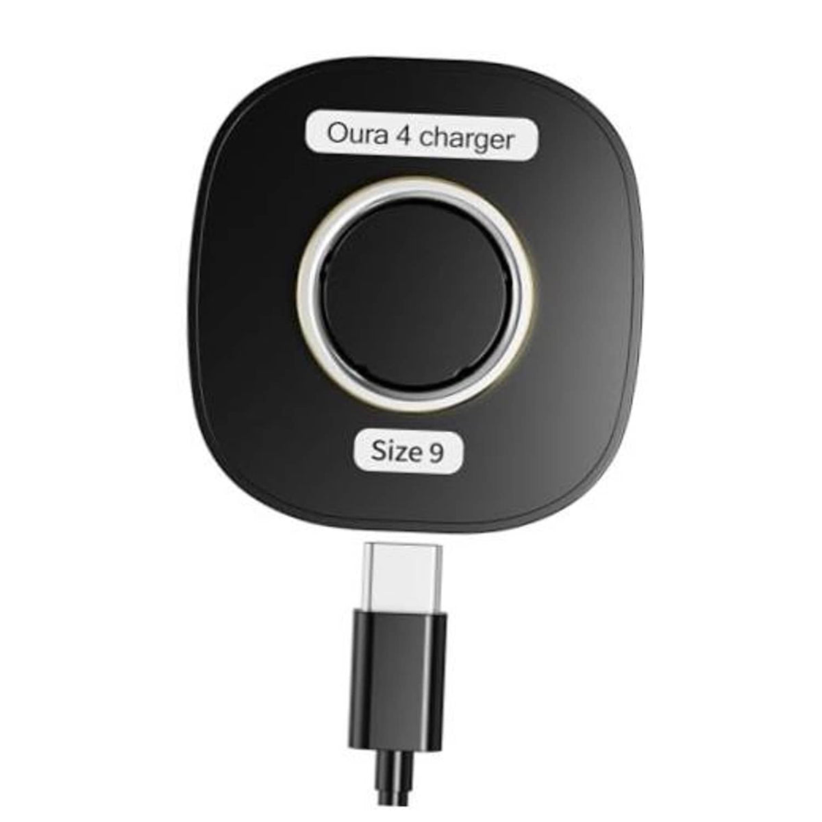 Black charging dock with circular sensor ring, USB-C connector, Size 9