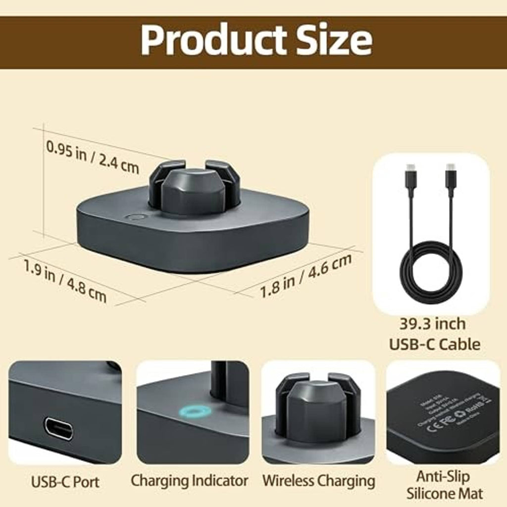 Ring charging dock with USB-C port, blue indicator, and anti-slip silicone mat